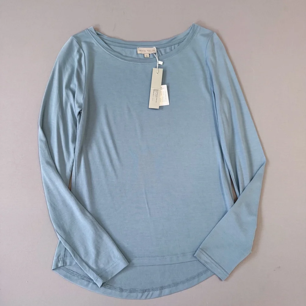NWT! TRIM & TAILOR soft stretchy blue tee, S. - Picture 4 of 7